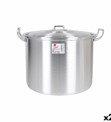 Two BigBuy Cooking aluminium casserole pans with lids, measuring 41 x 33 x 29 cm, suitable for house and kitchen use.