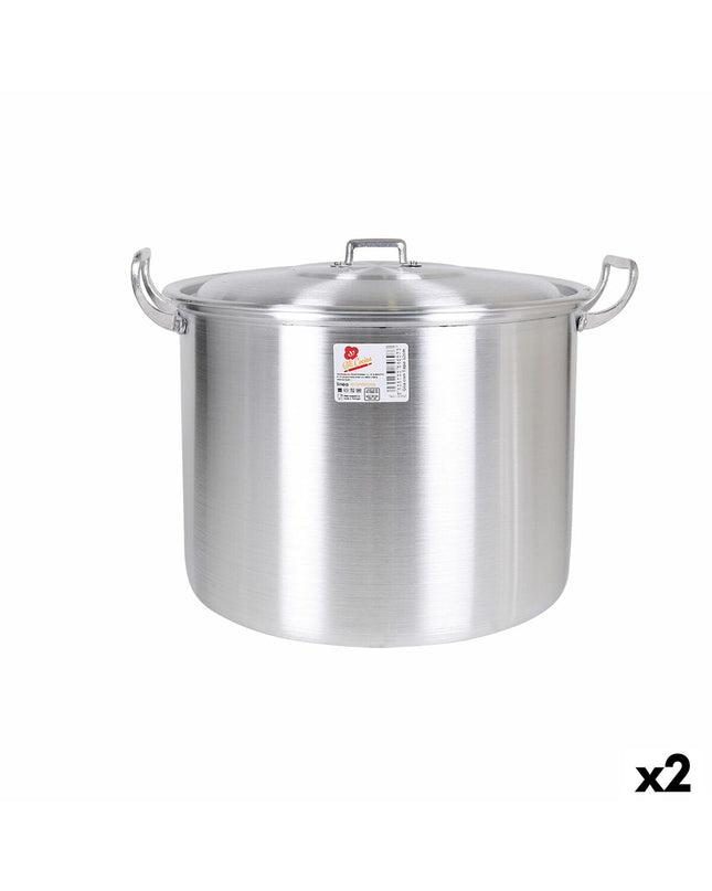 Two BigBuy Cooking aluminium casserole pans with lids, measuring 41 x 33 x 29 cm, suitable for house and kitchen use.