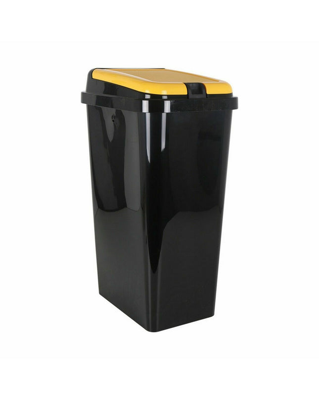 Six yellow Tontarelli recycling trash bins, 45L, designed for home and kitchen storage and organization.