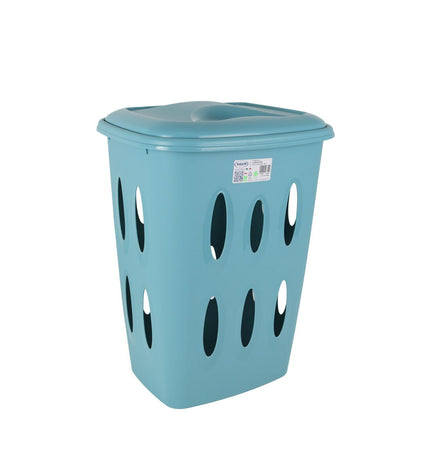 Set of 12 Tontarelli blue laundry baskets, 41x33.2x54.5 cm, for home organization and storage.