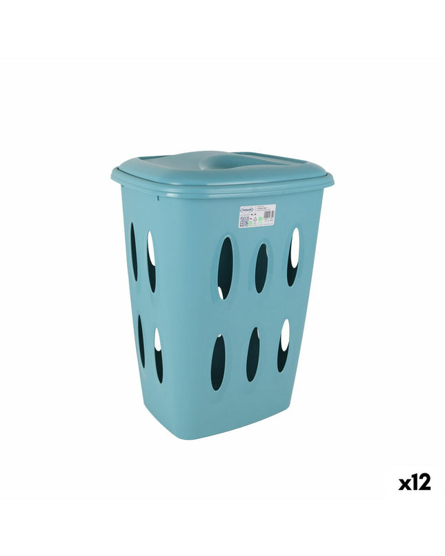 Blue Tontarelli laundry baskets, 41 x 33.2 x 54.5 cm, set of 12, for home storage and organization.