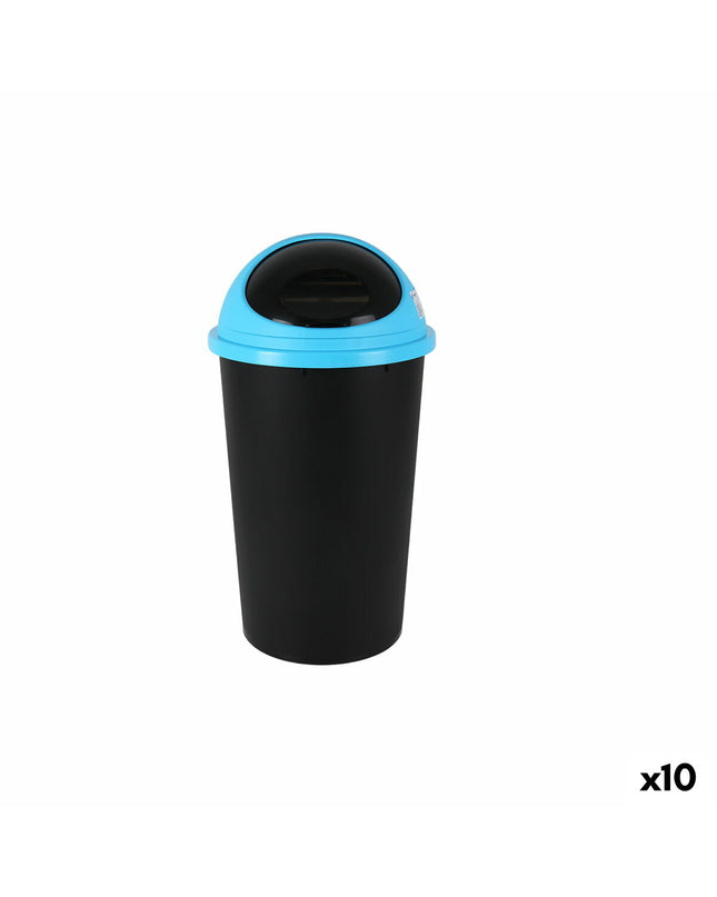 Set of 10 small blue Tontarelli hoop waste containers, 25L capacity, for home organization and kitchen storage.