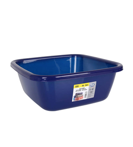 Blue Dem Waskom Dem Eco 34x34x13 cm plastic storage bin for household organization, 10-liter capacity, no background.