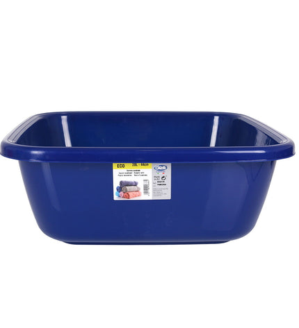 Blue Dem Eco storage bin, 44x44x17 cm, 20L for household organization, with no background and sturdy plastic construction.