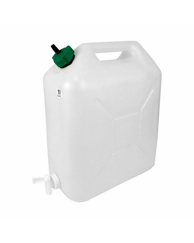 Set of 10 EDA water cans with taps, measuring 29x15x35 cm, ideal for camping and outdoor activities.