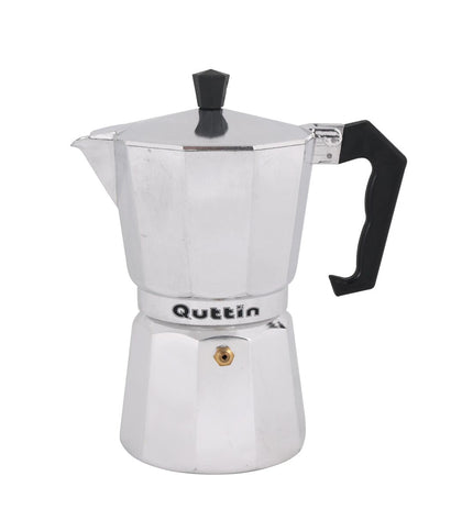 Quttin Italiaanse koffiepot with 6 cups, traditional stovetop moka maker for rich coffee brewing.