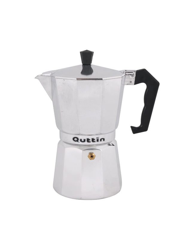 Quttin Italiaanse koffiepot with 6 cups, traditional stovetop moka maker for rich coffee brewing.