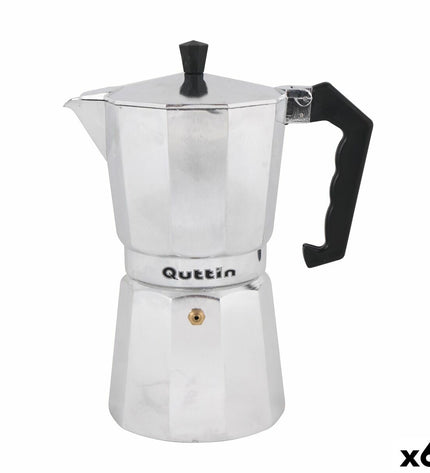 Quttin Italian coffee pot with 9 cups, featuring a classic design perfect for brewing and serving coffee at home.