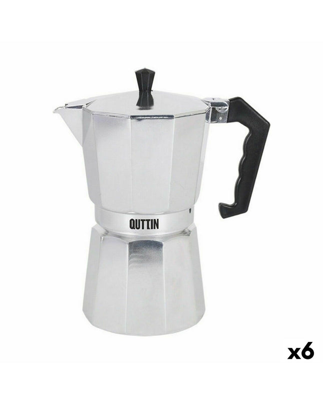 Quttin Italiaanse aluminium koffiepot with 9 cups, perfect for brewing traditional Italian espresso at home.