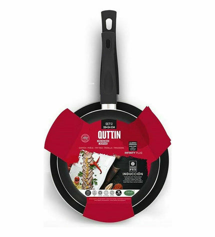 Quttin Infinity Plus aluminium cookware set with 2 or 4 pieces, 24 cm pans for home kitchen and cooking.