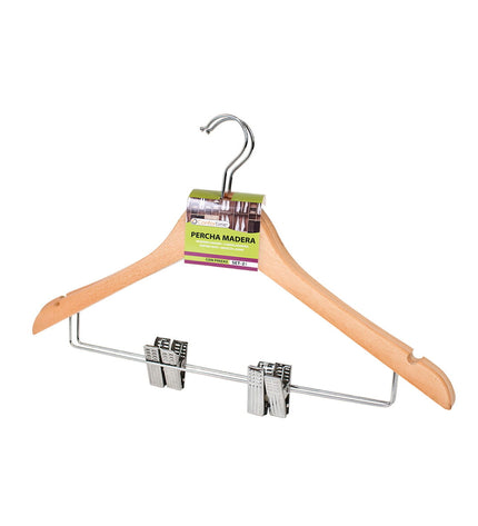 Confortime brown wooden clothes hangers set with 24 hooks, ideal for home storage and organization.