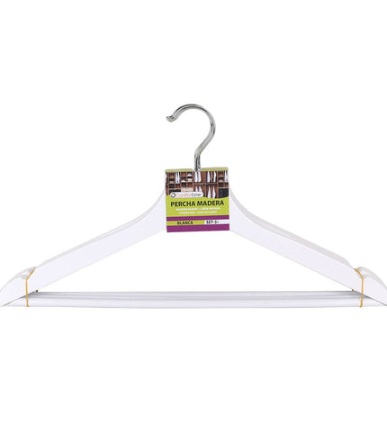 Confortime white wooden coat hanger set with 3 parts, 24 pieces, ideal for home storage and organization, no background.