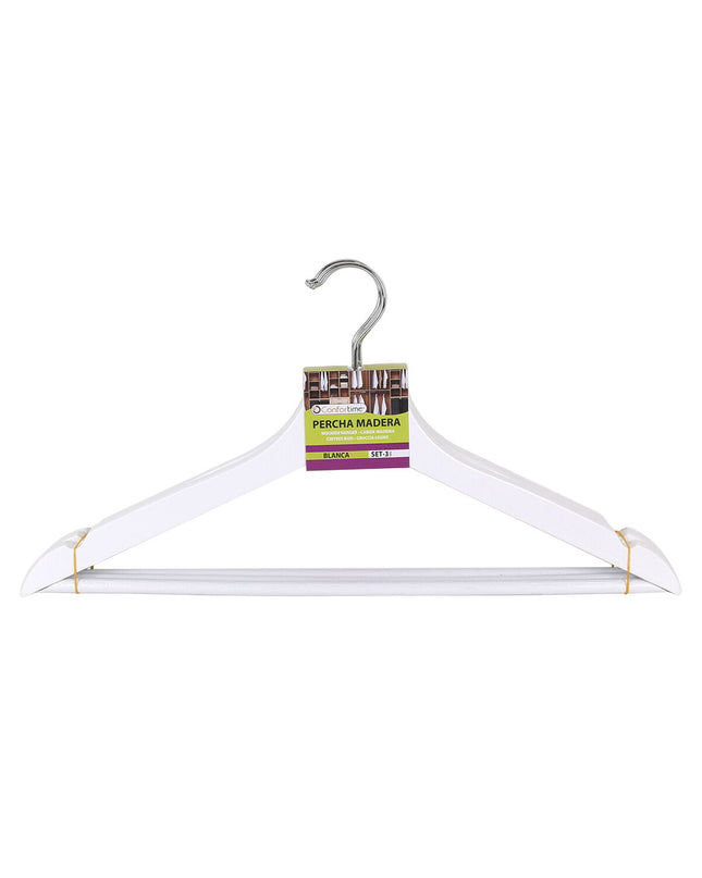Confortime white wooden coat hanger set with 3 parts, 24 pieces, ideal for home storage and organization, no background.