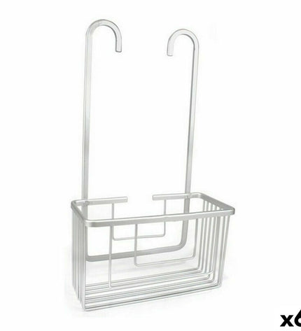 Confortime Alluma aluminium douchehanger set with six silver-colored hooks, 25x12.5x44.5 cm for bathroom organization.