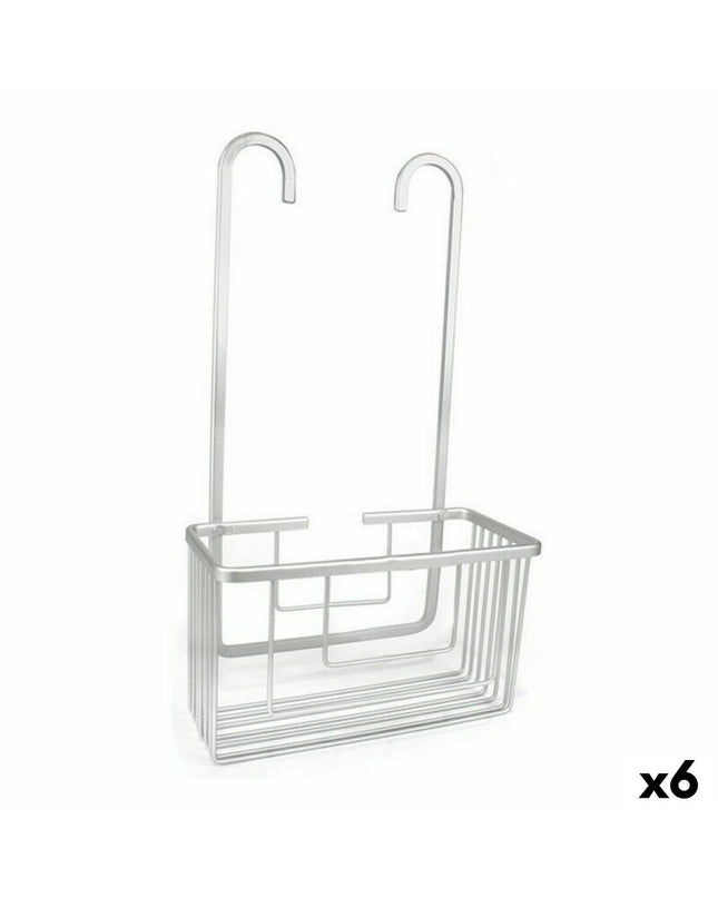 Confortime Alluma aluminium douchehanger set with six silver-colored hooks, 25x12.5x44.5 cm for bathroom organization.