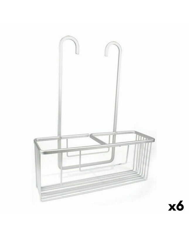 Set of 6 Confortime Alluma silver aluminium bathroom shelves with dimensions 35.7 x 12.7 x 44.5 cm, suitable for home and kitchen.