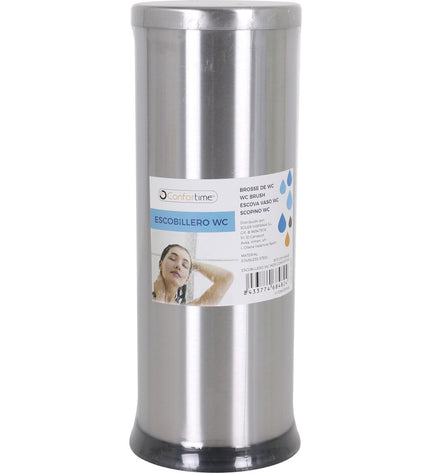 Set of 12 Confortime stainless steel toilet brushes with silver finish, 37 cm tall, ideal for bathroom cleaning.