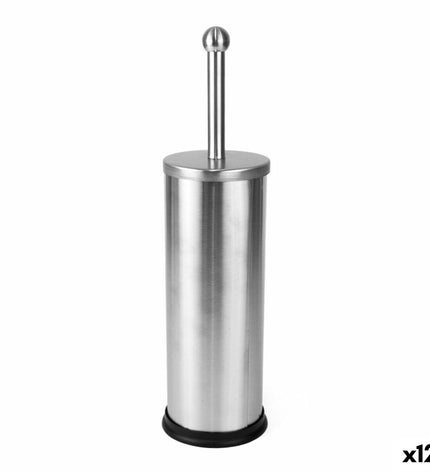 Set of 12 silver-colored Confortime stainless steel toilet brushes, 37 cm tall, for bathroom cleaning.