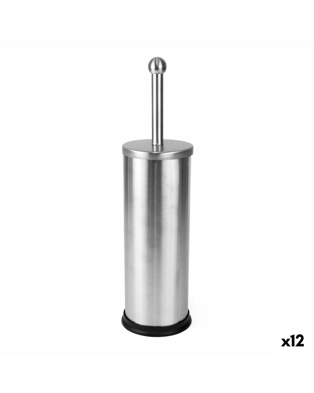 Set of 12 silver-colored Confortime stainless steel toilet brushes, 37 cm tall, for bathroom cleaning.