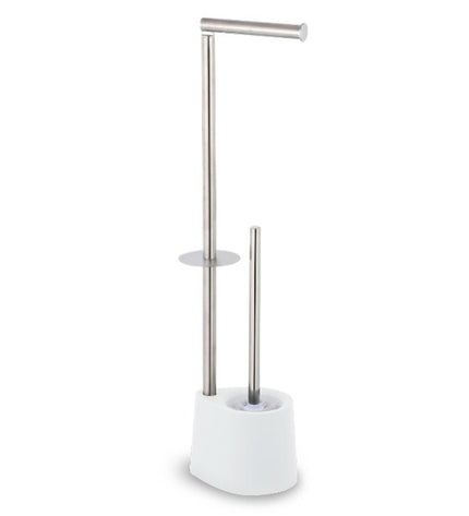 Confortime toilet paper holder with brush stand in stainless steel, 66 x 22 cm, suitable for bathroom use, four-piece set