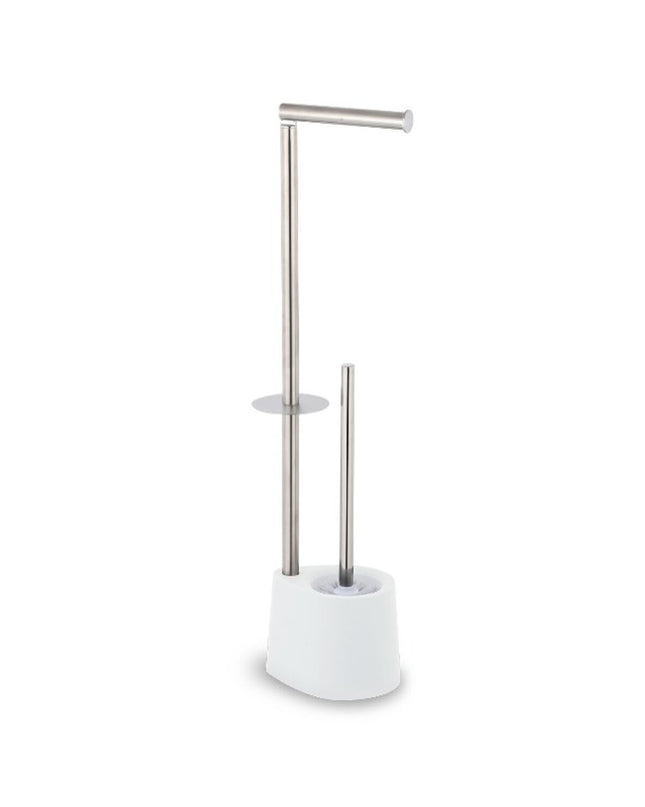 Confortime toilet paper holder with brush stand in stainless steel, 66 x 22 cm, suitable for bathroom use, four-piece set