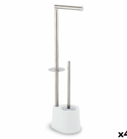 Confortime stainless steel toilet paper holder with brush stand, 66x22 cm, for bathroom use, four-piece set.