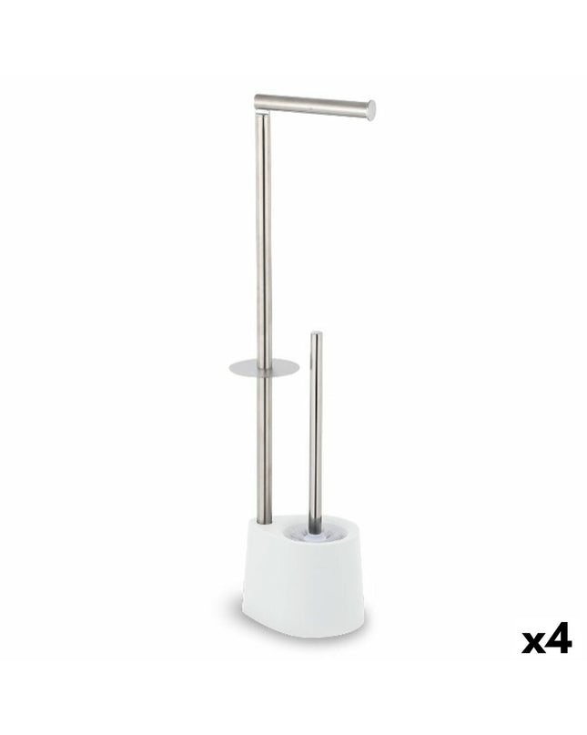 Confortime stainless steel toilet paper holder with brush stand, 66x22 cm, for bathroom use, four-piece set.