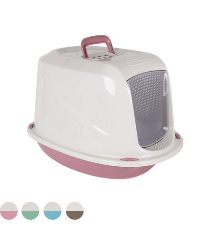 Set of seven Georplast plastic cat litter boxes, measuring 57 x 39.5 x 38 cm, designed for cats and pet care.