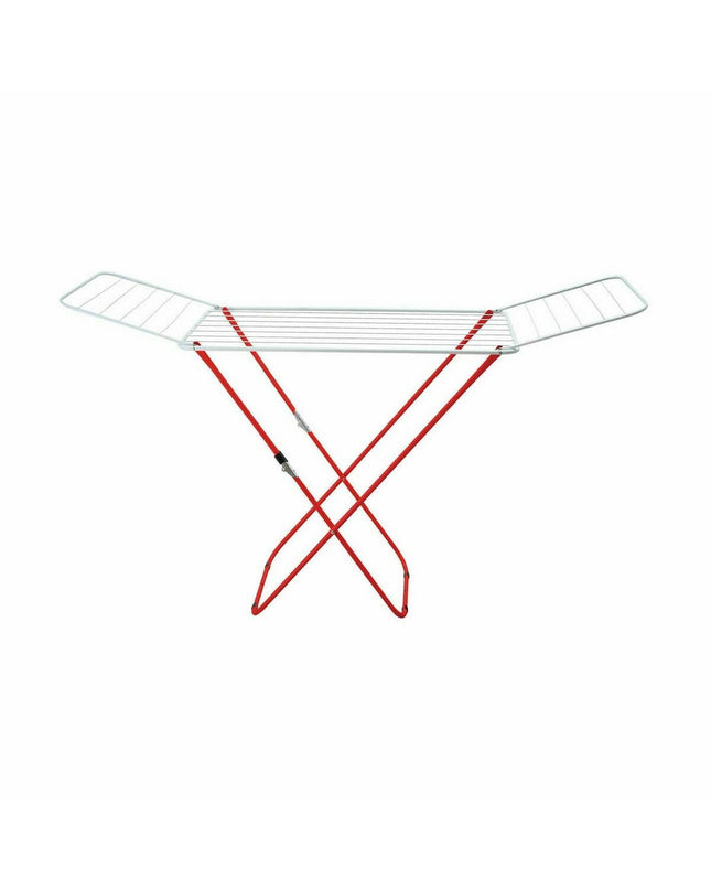 Set of six white and red folding clotheslines by Supernet, each measuring 127x50x2 cm, for household storage and organization.