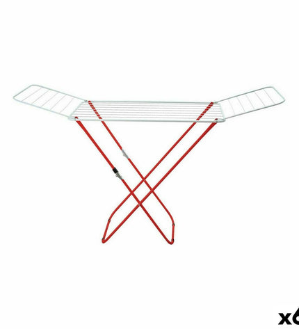Set of six white and red foldable laundry lines by Supernet, 127x50x2 cm, ideal for home storage and organization.