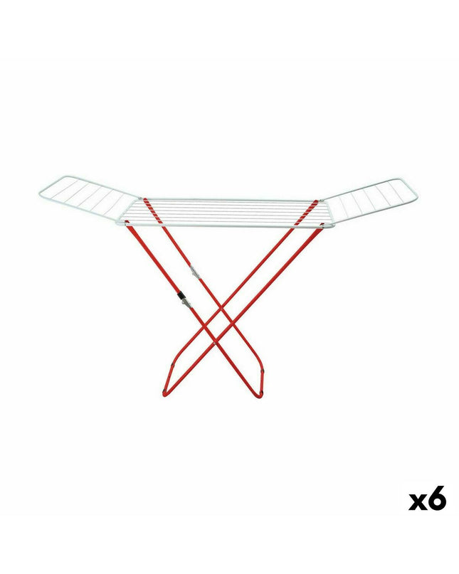 Set of six white and red foldable laundry lines by Supernet, 127x50x2 cm, ideal for home storage and organization.