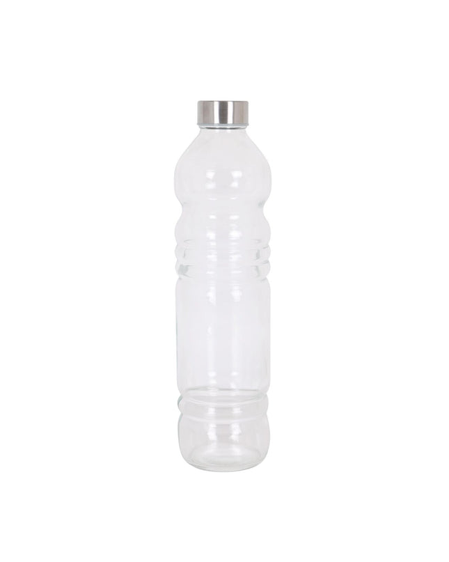 Set of 12 Anna glass bottles, 1L each, for outdoor and camping use, with dimensions 8x8x31 cm, suitable for sports and outdoor activities.
