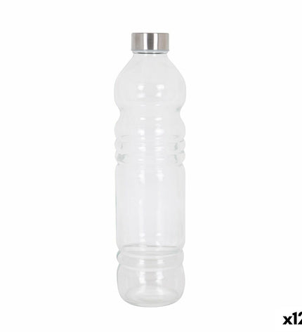 Set of 12 Anna glass bottles, 1L each, with 8x8x31cm size, suitable for outdoor activities and camping in a sport and outdoor context.
