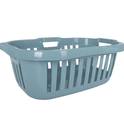 Set of six Tontarelli Hipster blue laundry baskets, 50L capacity, 66x44x25 cm, for home organization and storage.