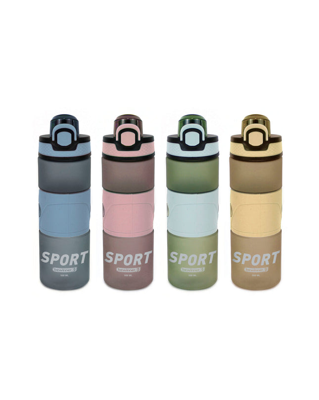 Set of 12 Bewinner 500ml water bottles, sport and outdoor, camping and hiking, with 7x20.5cm size and transparent design.