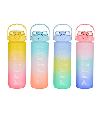 Set of 12 Bewinner multicolour 600ml water bottles for outdoor sports, camping, and hiking, 7.5 x 20 cm each.
