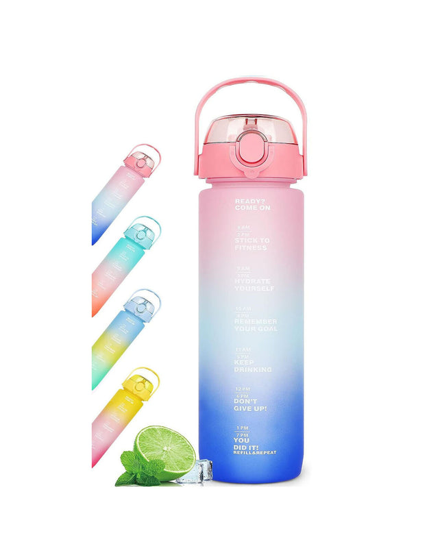 Set of 12 Bewinner multicolour 600ml water bottles for sport, outdoor, camping, and hiking, with 7.5x20cm size, shown in image.