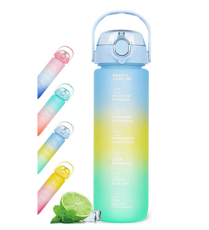 Set of 12 Bewinner multicolour 600ml sport water bottles, 7.5x20cm, ideal for outdoor, camping, and hiking activities.