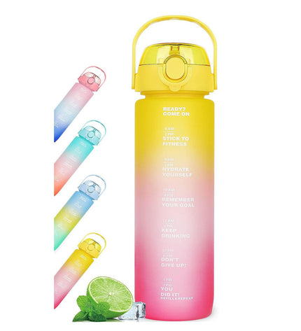 Set of 12 Bewinner multicolour 600ml water bottles for sport, outdoor, camping, and hiking, with colorful designs and durable construction.