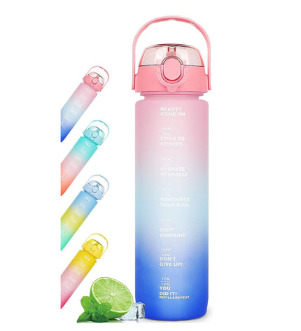 Set of 12 Bewinner multicolour 800ml water bottles for sport, outdoor, camping, and hiking, with 7.3x7.3x23.5cm dimensions