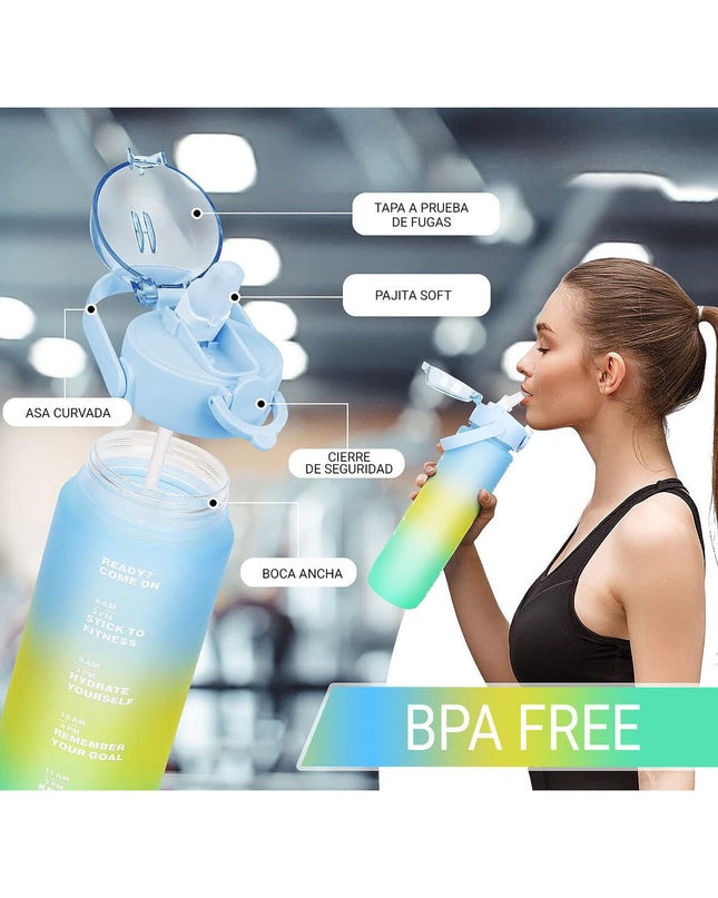 Set of 12 Bewinner multicolour water bottles, 800 ml, suitable for sports, outdoor activities, camping, and hiking.