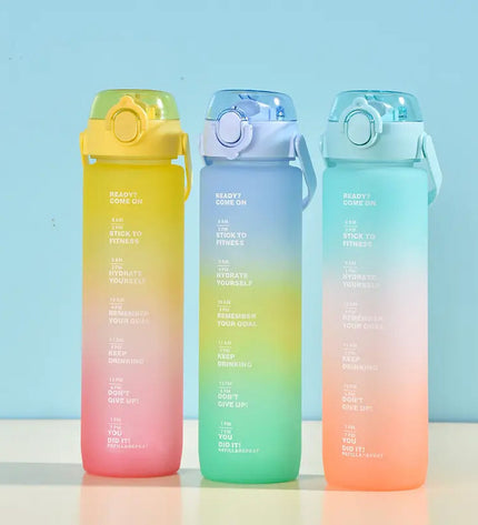 Set of 12 Bewinner multicolour 800ml water bottles, ideal for sports, outdoor activities, camping, and hiking.