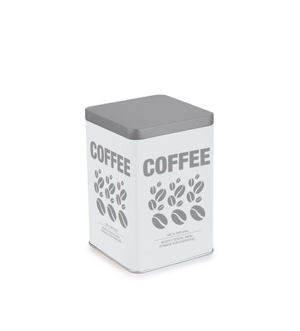 Set of 12 Quttin metal coffee tins, 10.5x10.5x15 cm, ideal for storing coffee and tea in the kitchen.
