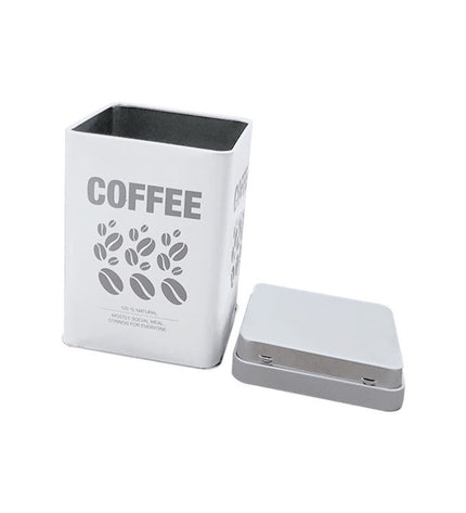 Set of 12 Quttin metal coffee cans with 10.5x10.5x15 cm size, ideal for kitchen and coffee storage.