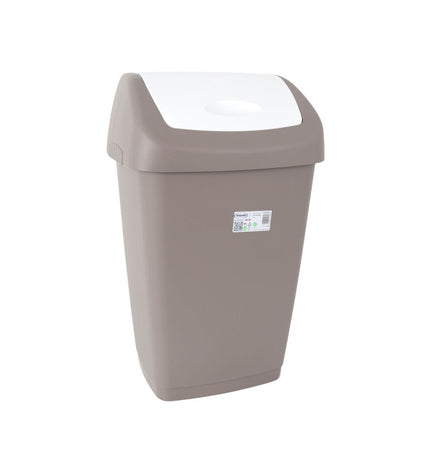 Six Tontarelli Aurora gray waste bins, 55L, for home organization and kitchen storage, with a sleek, modern design.