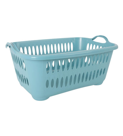 Tontarelli plastic laundry baskets with blue covers, 62.5 x 44.5 x 27.5 cm, set of 12 for home organization and storage.