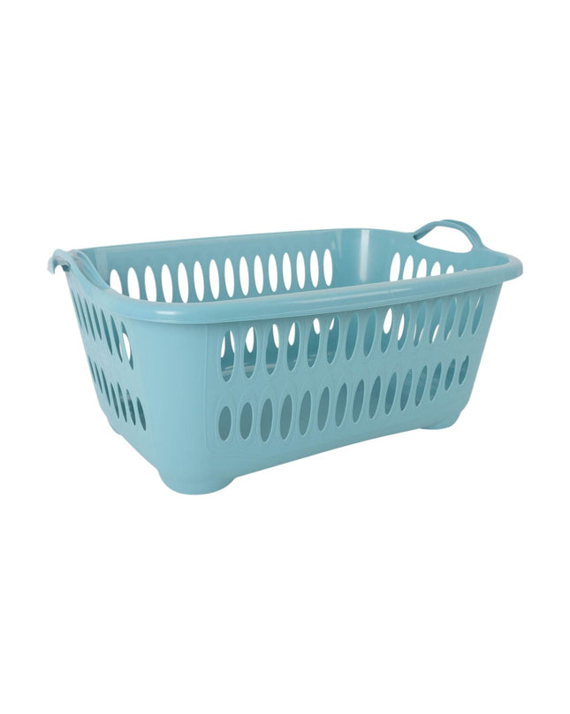 Tontarelli plastic laundry baskets with blue covers, 62.5 x 44.5 x 27.5 cm, set of 12 for home organization and storage.