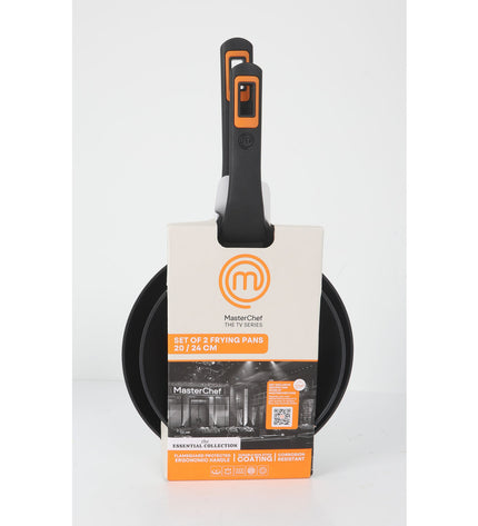 Set of four MasterChef non-stick frying pans with 2.5 mm thickness, suitable for home cooking and kitchen use.