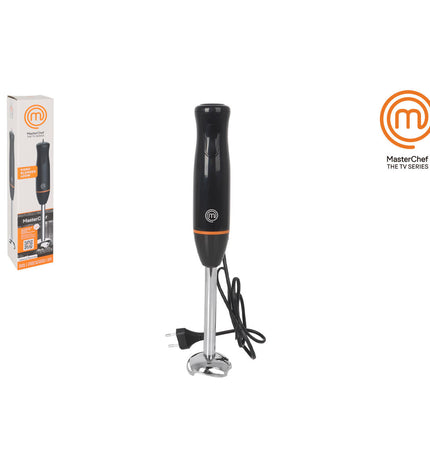 MasterChef hand blender with stainless steel blending shaft and ergonomic handle, ideal for kitchen and cooking tasks.