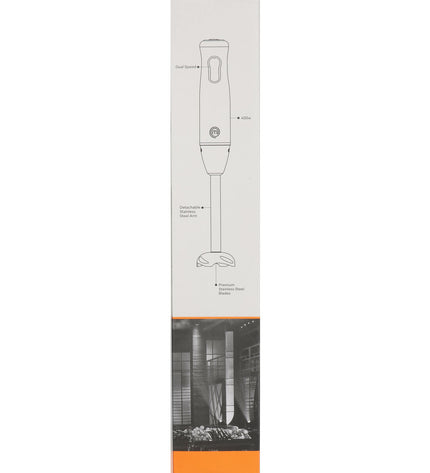 MasterChef handblender with stainless steel blending shaft and ergonomic handle for kitchen blending tasks.